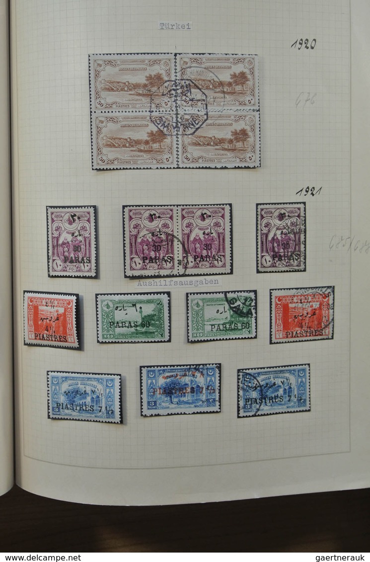 28355 Türkei: 1863-1930. Very well filled, mint hinged and used collection Turkey 1863-1930 in blanc Borek