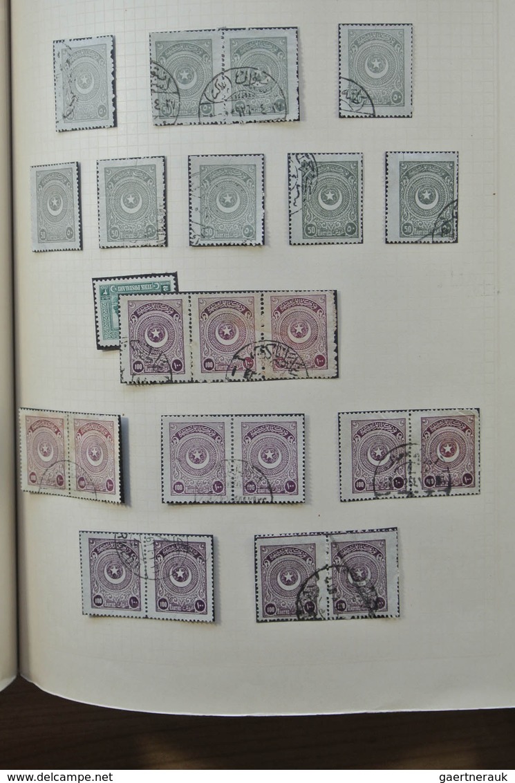 28355 Türkei: 1863-1930. Very well filled, mint hinged and used collection Turkey 1863-1930 in blanc Borek