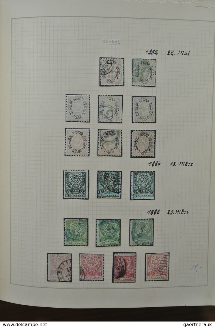 28355 Türkei: 1863-1930. Very well filled, mint hinged and used collection Turkey 1863-1930 in blanc Borek