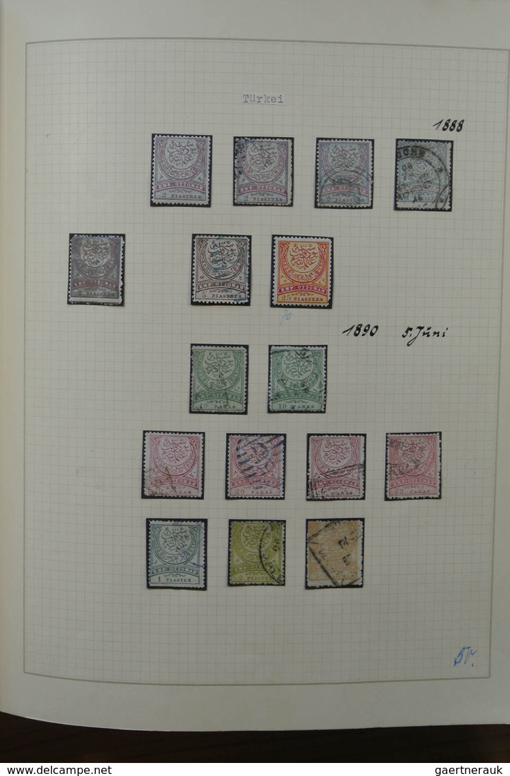 28355 Türkei: 1863-1930. Very well filled, mint hinged and used collection Turkey 1863-1930 in blanc Borek