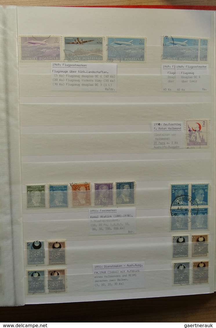 28361 Türkei: 1865-1980. Nicely filed, MNH, mint hinged and used collection Turkey 1865-1980 in 2 stockboo