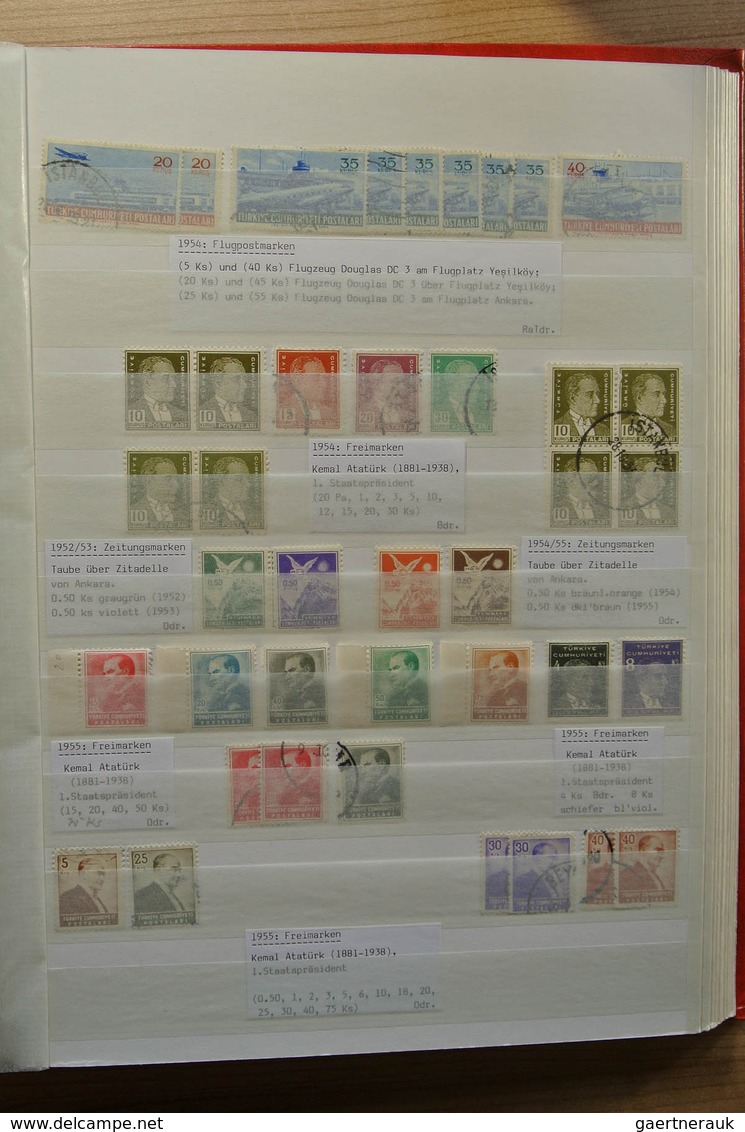 28361 Türkei: 1865-1980. Nicely filed, MNH, mint hinged and used collection Turkey 1865-1980 in 2 stockboo