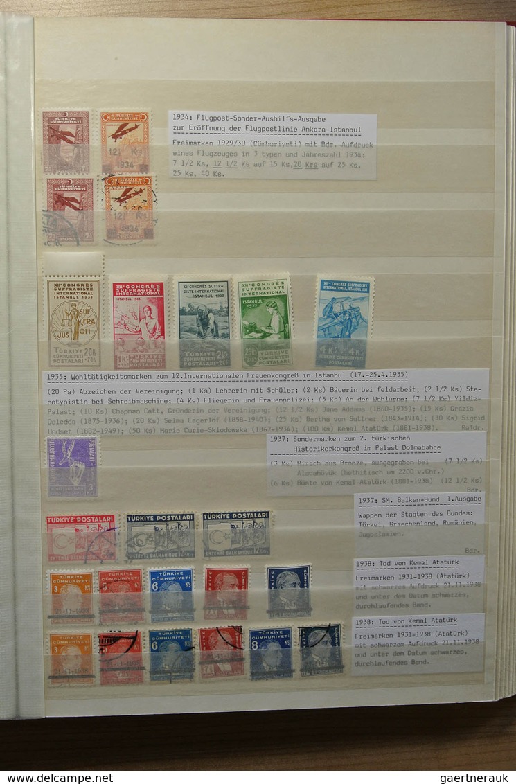 28361 Türkei: 1865-1980. Nicely filed, MNH, mint hinged and used collection Turkey 1865-1980 in 2 stockboo