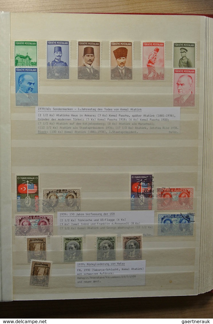 28361 Türkei: 1865-1980. Nicely filed, MNH, mint hinged and used collection Turkey 1865-1980 in 2 stockboo