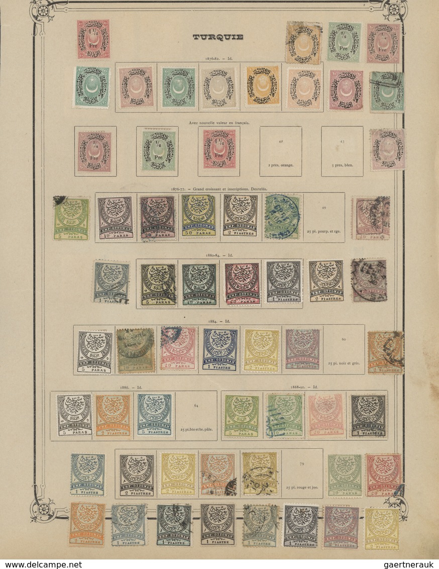 28365 Türkei: 1869/1920, Collection Old Old Pages (stamps Hinged On Both Sides) Starting With Nine Stamp A - Lettres & Documents