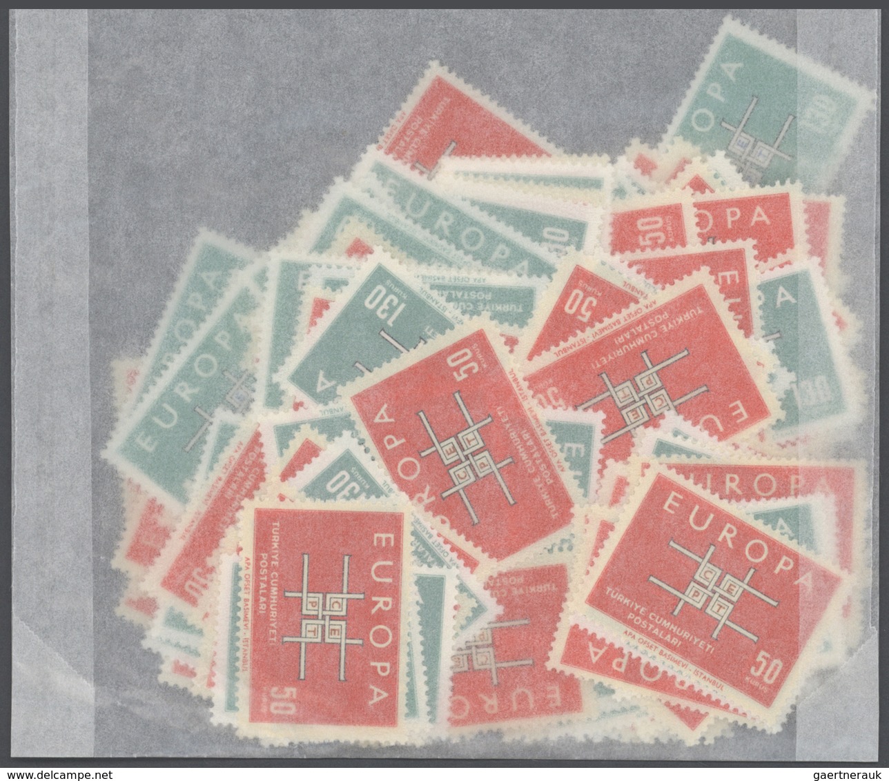28379 Türkei: 1958-1991: Bulk Lot, CEPT Stamps In Complete Sets. 1958: 200 Sets, 1960: 600 Sets, 1961: 500 - Lettres & Documents