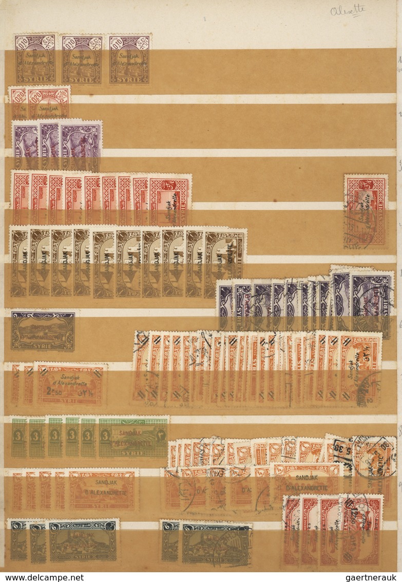 28390 Türkei - Alexandrette: 1938, Mint And Used Accumulation On Stocksheets Comprising All Issues Incl. P - Lettres & Documents