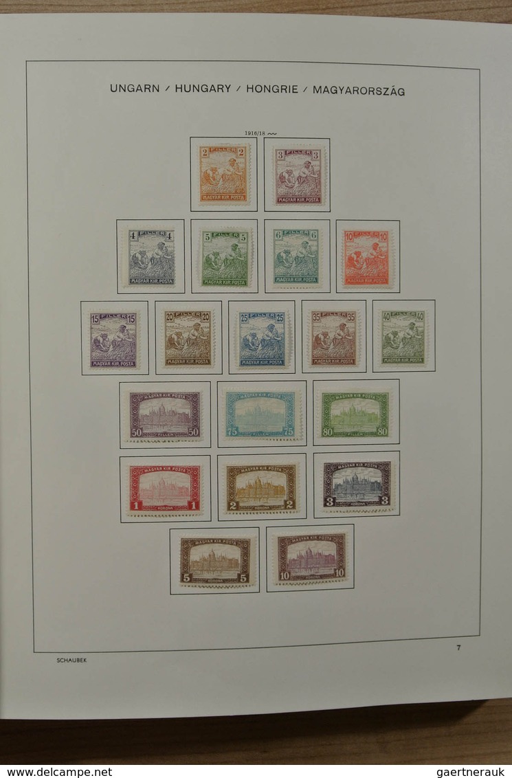 28428 Ungarn: 1871-2000. Mostly Mint Hinged Collection Hungary 1871-2000 In 4 Schaubek Albums. From 1913 O - Lettres & Documents