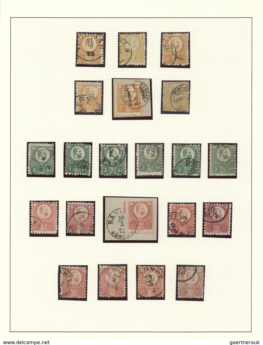 28440 Ungarn: 1871/1875 (ca.), Used Collection Of 48 Stamps Neatly Arranged On Album Pages, Showing Lithog - Lettres & Documents