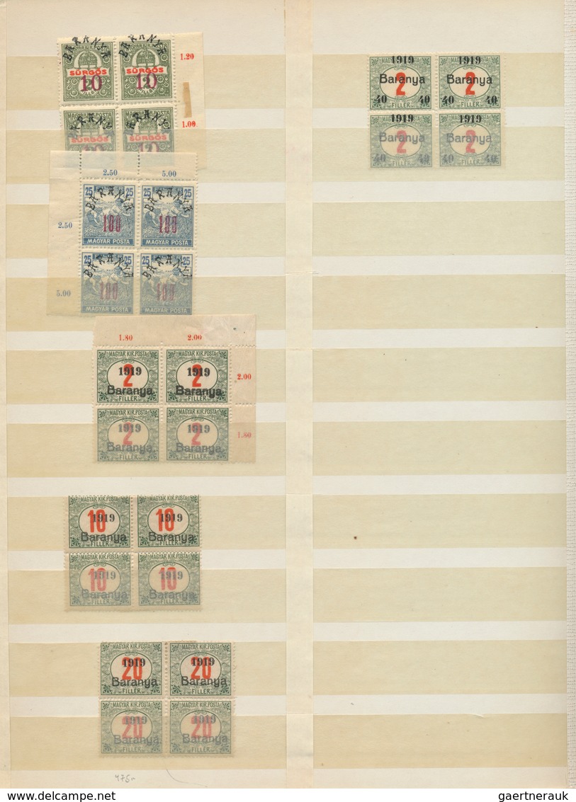 28460 Ungarn - Besetzte Gebiete: Baranya: 1919, Mint Collection Of 41 BLOCKS OF FOUR Incl. A Good Percenta - Baranya