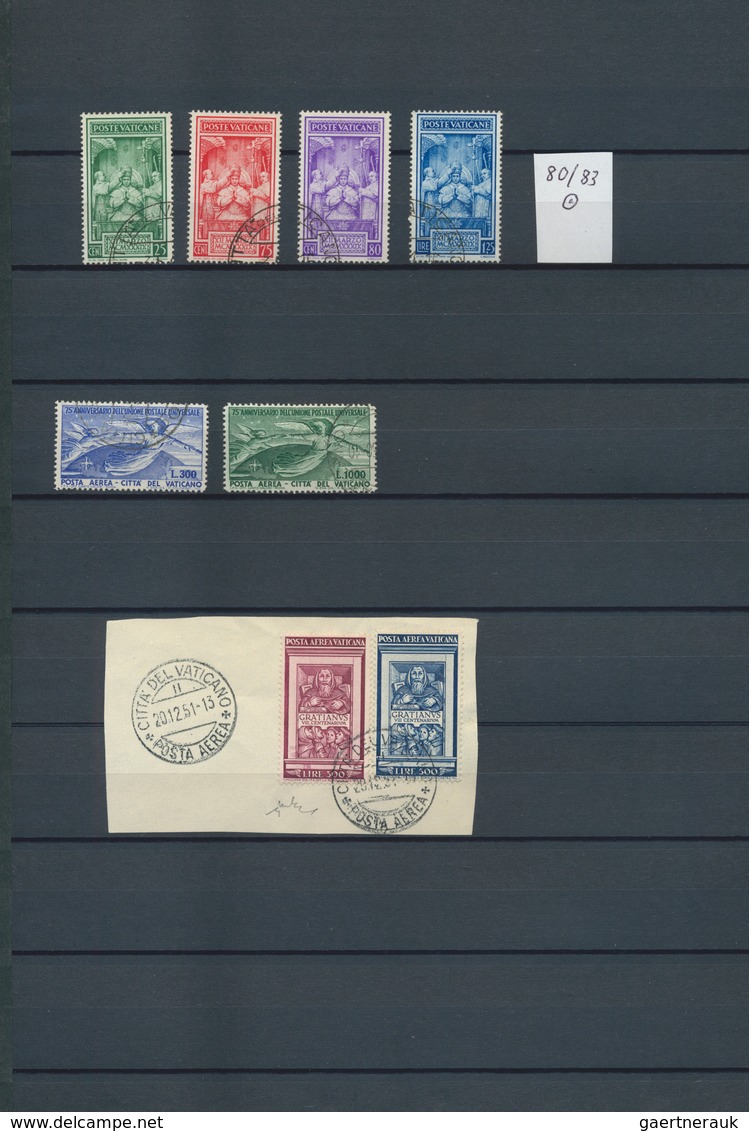 28475 Vatikan: 1929/1951, Used Collection Of Mainly Better Sets. E.g. 1934 Overprints On Piece (certificat - Lettres & Documents