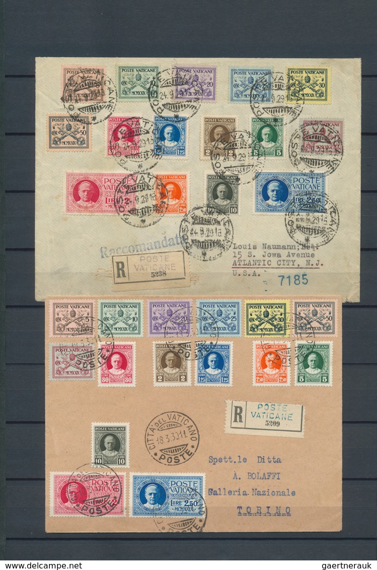 28475 Vatikan: 1929/1951, Used Collection Of Mainly Better Sets. E.g. 1934 Overprints On Piece (certificat - Lettres & Documents