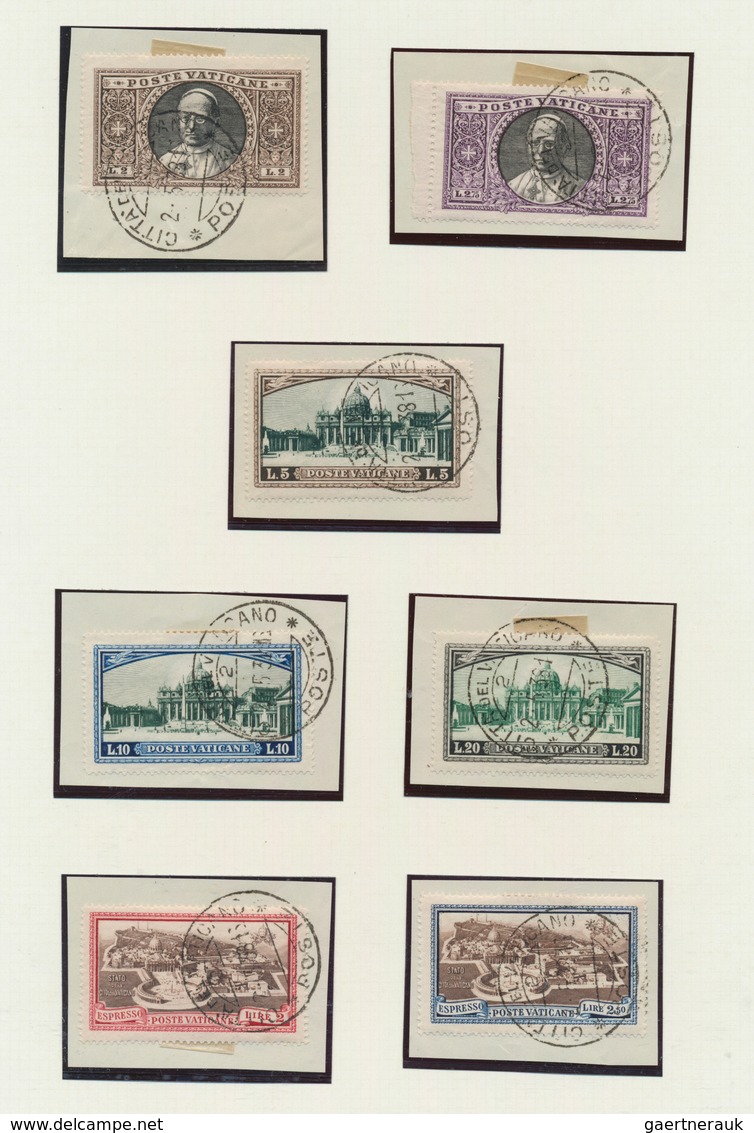 28489 Vatikan: 1933/1950, Petty Collection Of Covers/cards And Stamps On Piece, Comprising E.g. 1933 Defin - Lettres & Documents