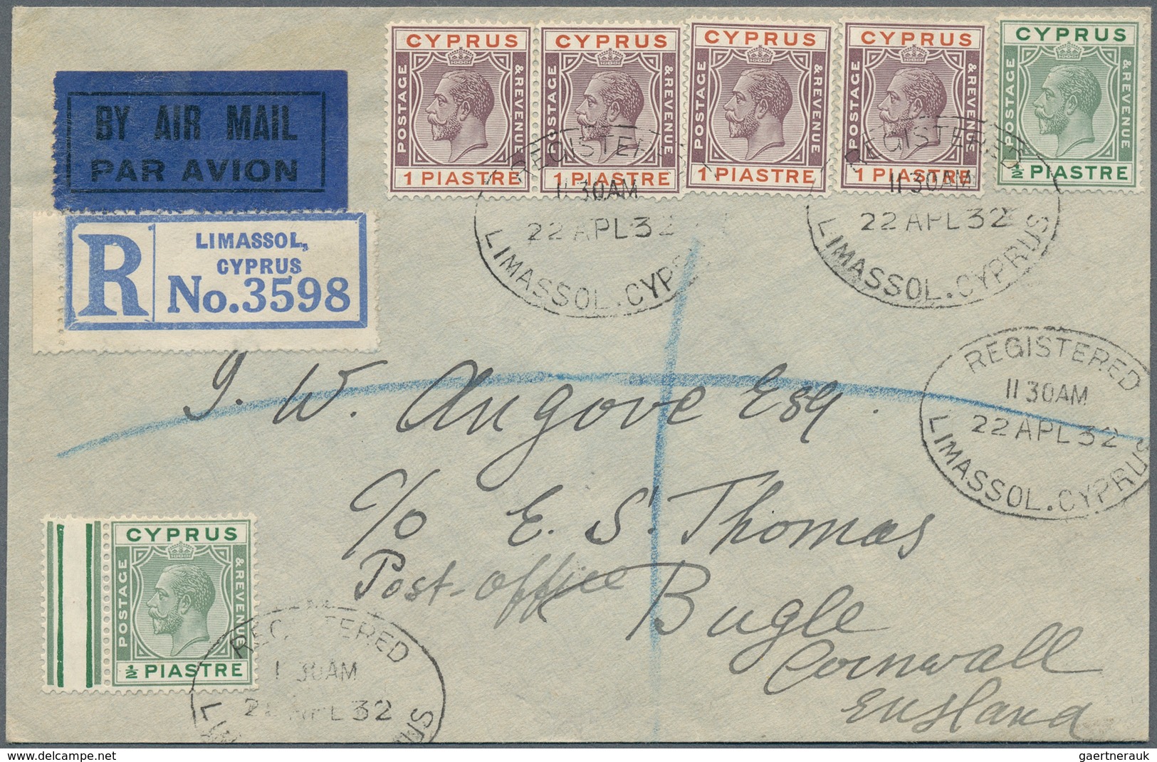 28525 Zypern: 1916/1932, KGV, Assortment Of 43 Commercial Covers To Foreign Destinations (plus Five Fronts - Autres & Non Classés