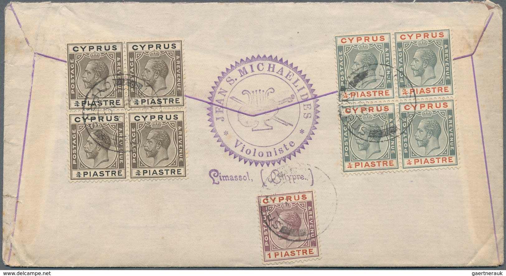 28525 Zypern: 1916/1932, KGV, assortment of 43 commercial covers to foreign destinations (plus five fronts
