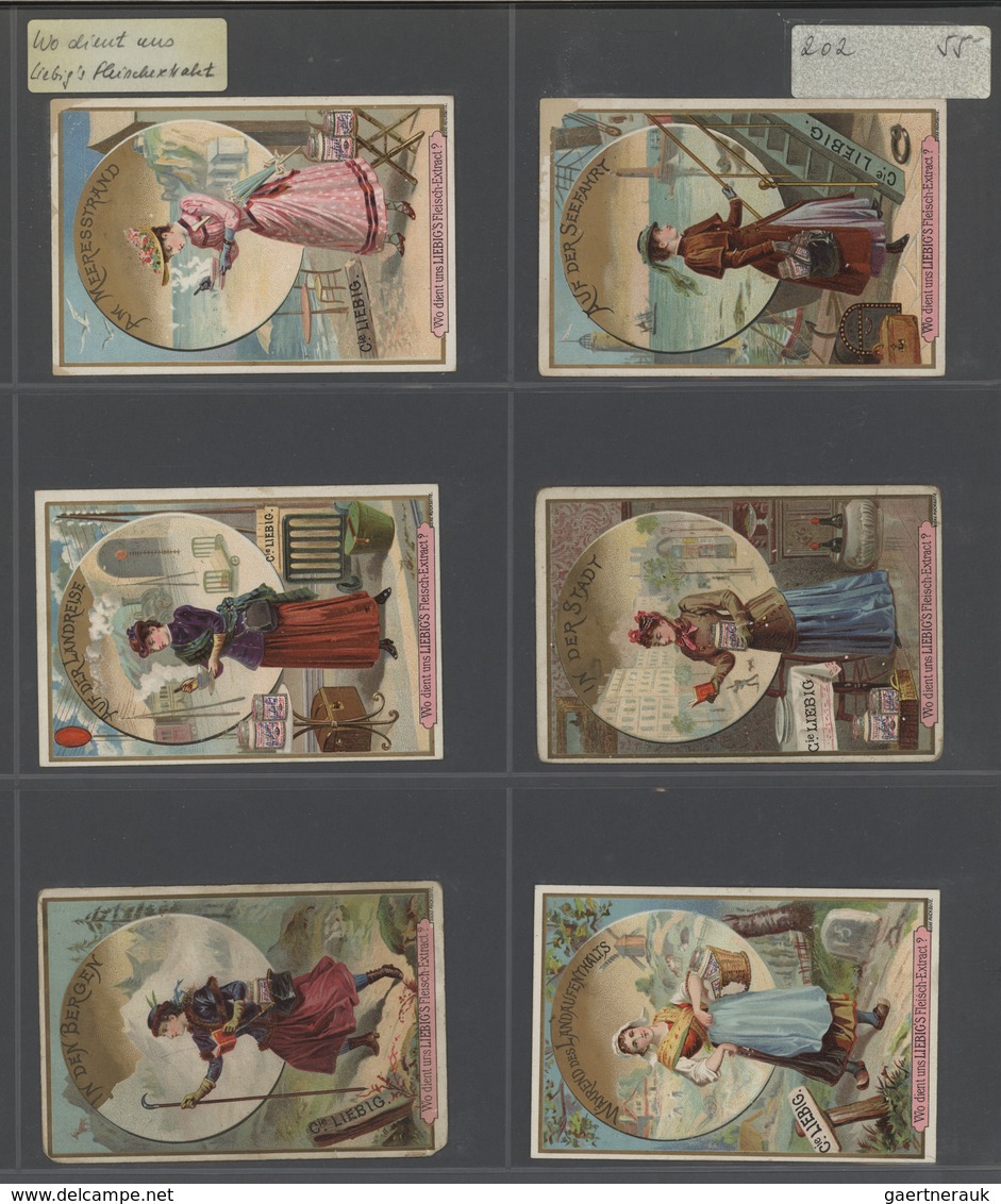 28580 Europa: 1880/1960 (ca.), Liebig trading cards, massive dealers stocks covering 95 albums and 39 boxe