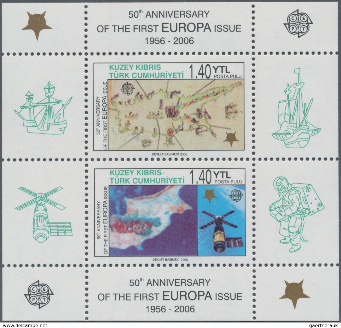 28604 Europa: 2006, "50 JAHRE EUROPAMARKEN". Posten mit den Ausgaben von 13 Ländern, postfrisch und je 1.0