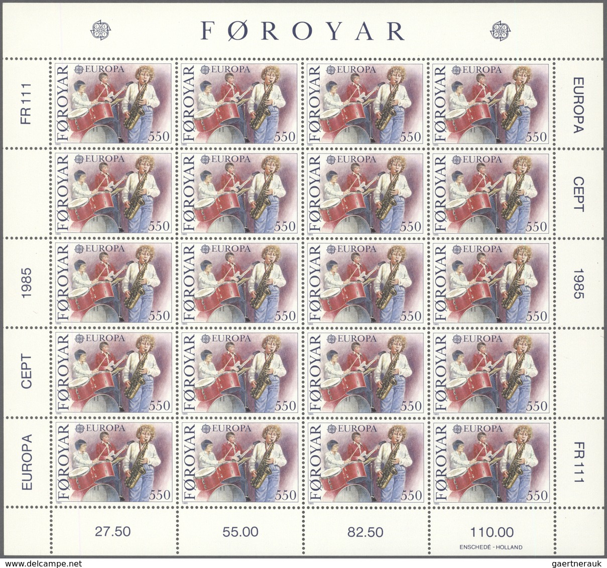 28785 Europa-Union (CEPT): CEPT 1985 complete sets without the blocks, MHN per 100. Michel 15370,- ?. ÷ 19