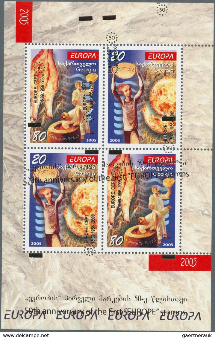 28832 Europa-Union (CEPT): 2006, GEORGIA: 50 Years Of Europa Stamps Both Values In Miniature Sheets With O - Autres - Europe