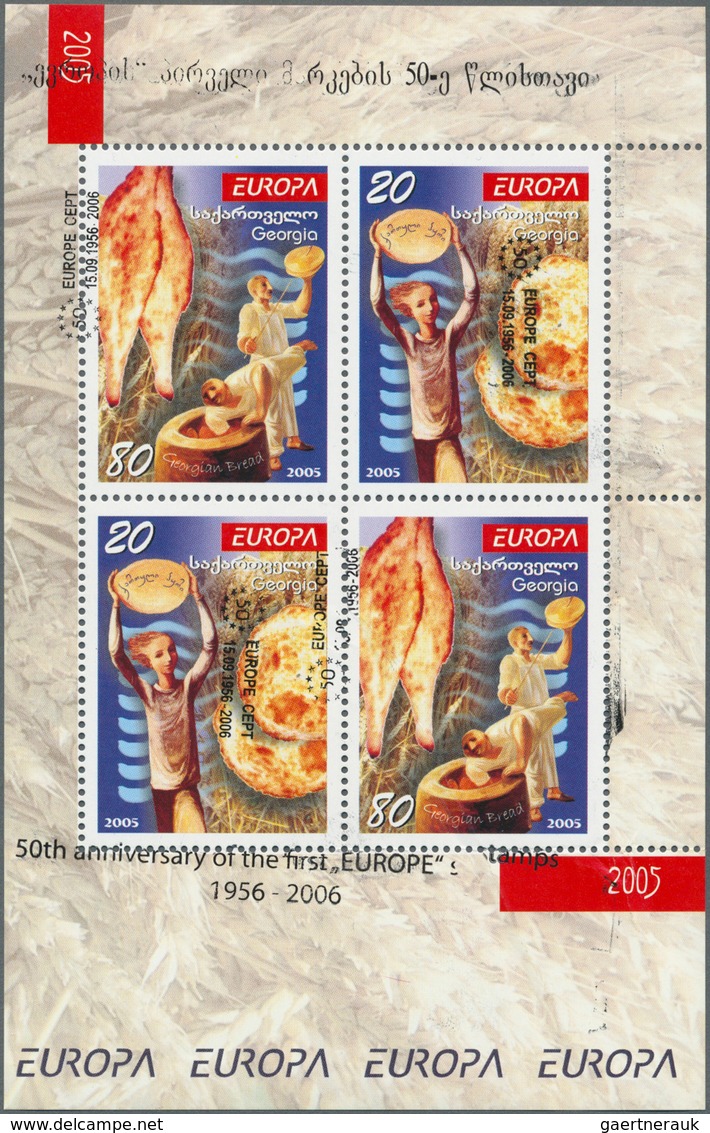 28832 Europa-Union (CEPT): 2006, GEORGIA: 50 Years Of Europa Stamps Both Values In Miniature Sheets With O - Autres - Europe