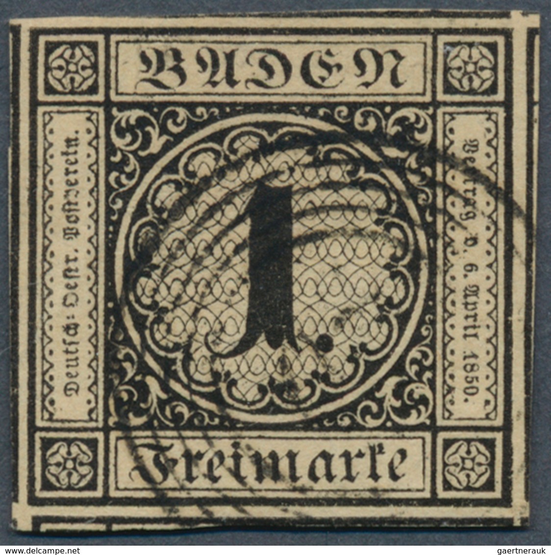 17004 Baden - Marken Und Briefe: 1851, Ziffern 1 Kr. Schwarz Auf Graugelb, Erste Auflage Auf Dünnem Papier - Other & Unclassified