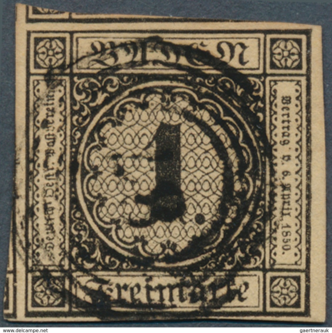 17006 Baden - Marken Und Briefe: 1851, Ziffern 1 Kr. Schwarz Auf Hellgelbbraun, Spätere Auflage Auf Dickem - Other & Unclassified