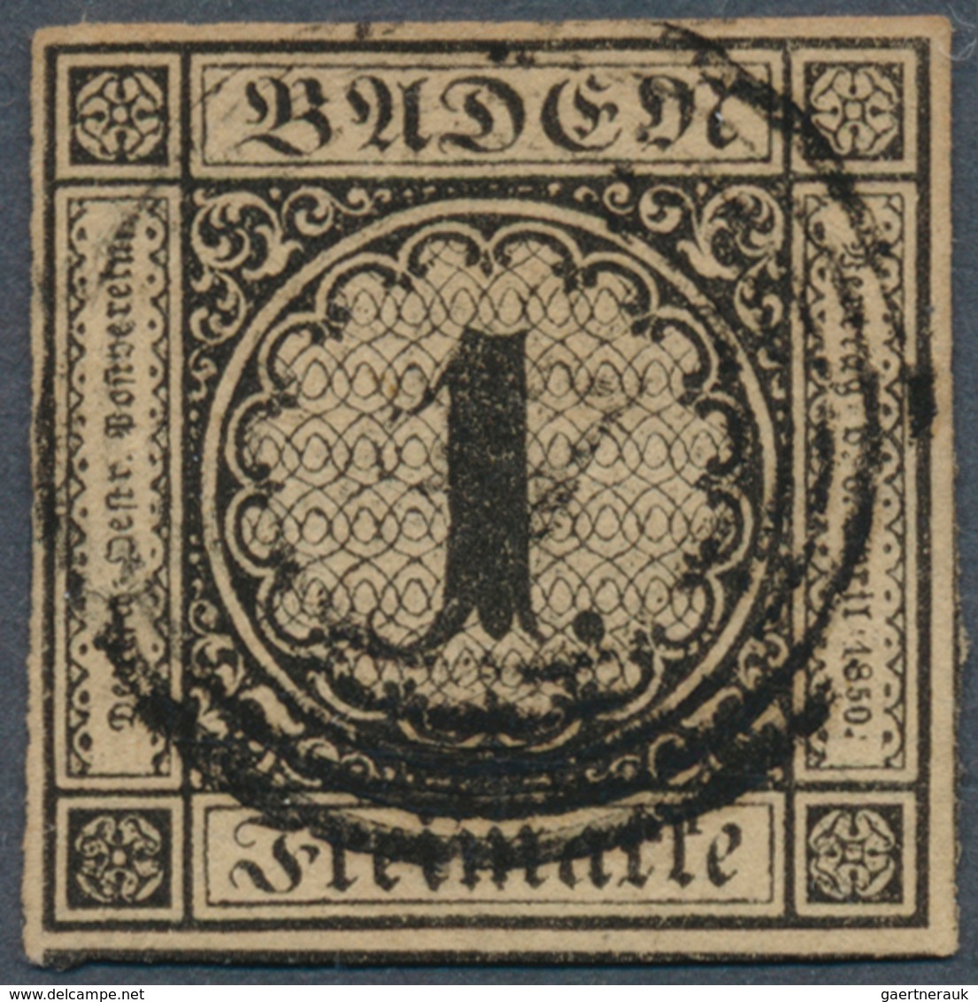 17007 Baden - Marken Und Briefe: 1851, Ziffern 1 Kr. Schwarz Auf Hellgelbbraun, Spätere Auflage Auf Dickem - Sonstige & Ohne Zuordnung