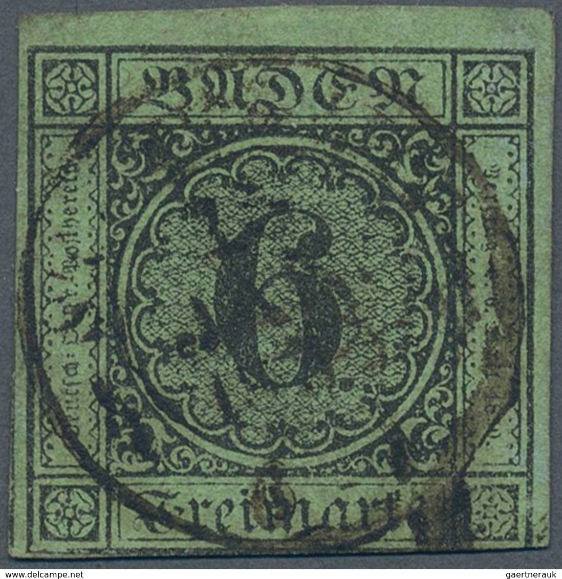 17017 Baden - Marken Und Briefe: 1852, 6 Kr. Auf Grün Mit Württembergischer FREMDENTWERTUNG K2 "STUTTGART - Sonstige & Ohne Zuordnung