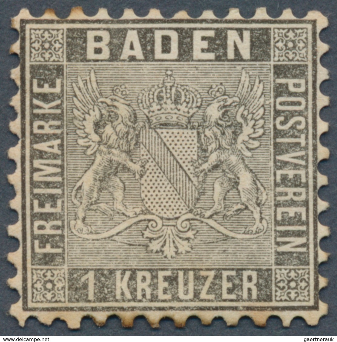 17022 Baden - Marken Und Briefe: 1862, Wappen 1 Kreuzer Linierter Hintergrund Grauschwarz Mit Getöntem Tei - Sonstige & Ohne Zuordnung