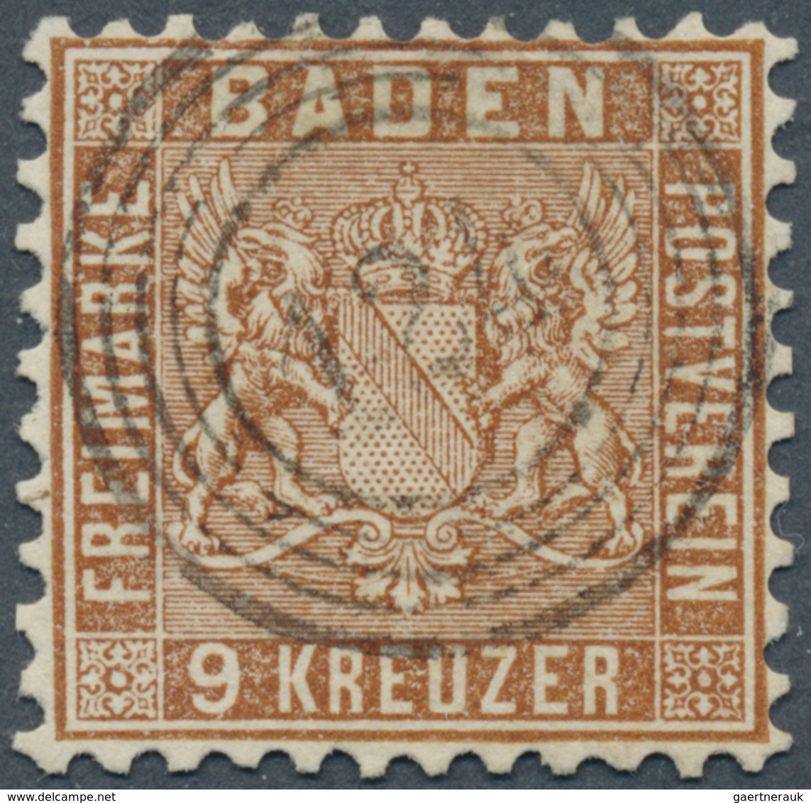 17024 Baden - Marken Und Briefe: 1862, 9 Kr. Wappen Mit Liniertem Hintergrund In C-Farbe Dunkelbraun Mit Z - Sonstige & Ohne Zuordnung
