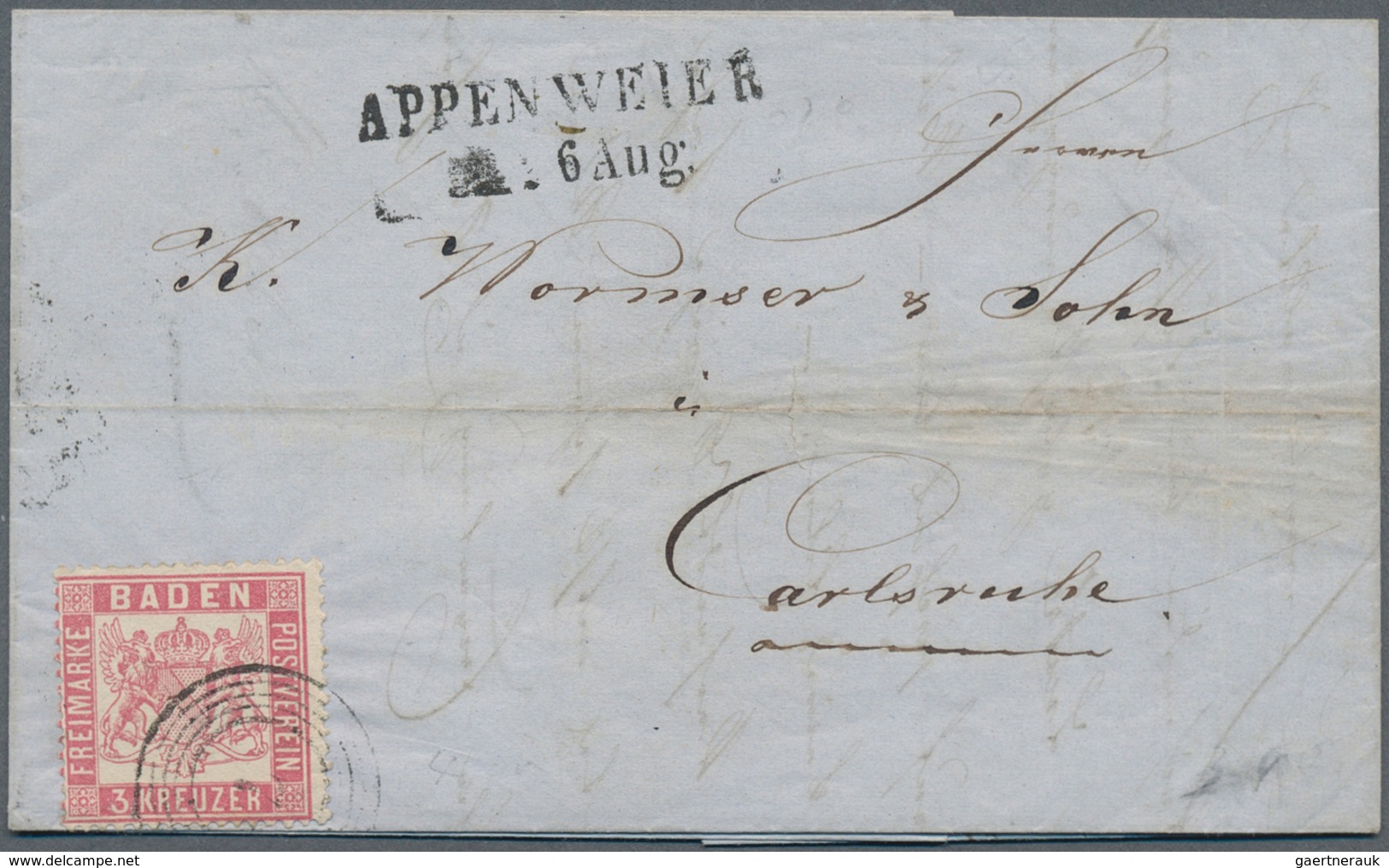 17025 Baden - Marken Und Briefe: 1862, 3 Kr. Mittelrosakarmin Mit Nummer "7" Auf Kpl. Faltbrief Mit L2 "AP - Other & Unclassified