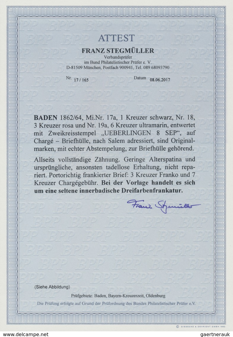 17026 Baden - Marken Und Briefe: 1862/1864, 1 Kr. Schwarz, 3 Kr. Karmin Und 6 Kr. Ultramarin, Drei Werte F - Sonstige & Ohne Zuordnung