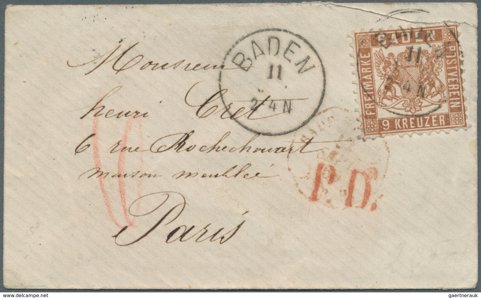 17028 Baden - Marken Und Briefe: 1866, 9 Kr. Dunkelbraun, Seltenste Farbe. Farbfrisches Prachtvolles Exemp - Sonstige & Ohne Zuordnung