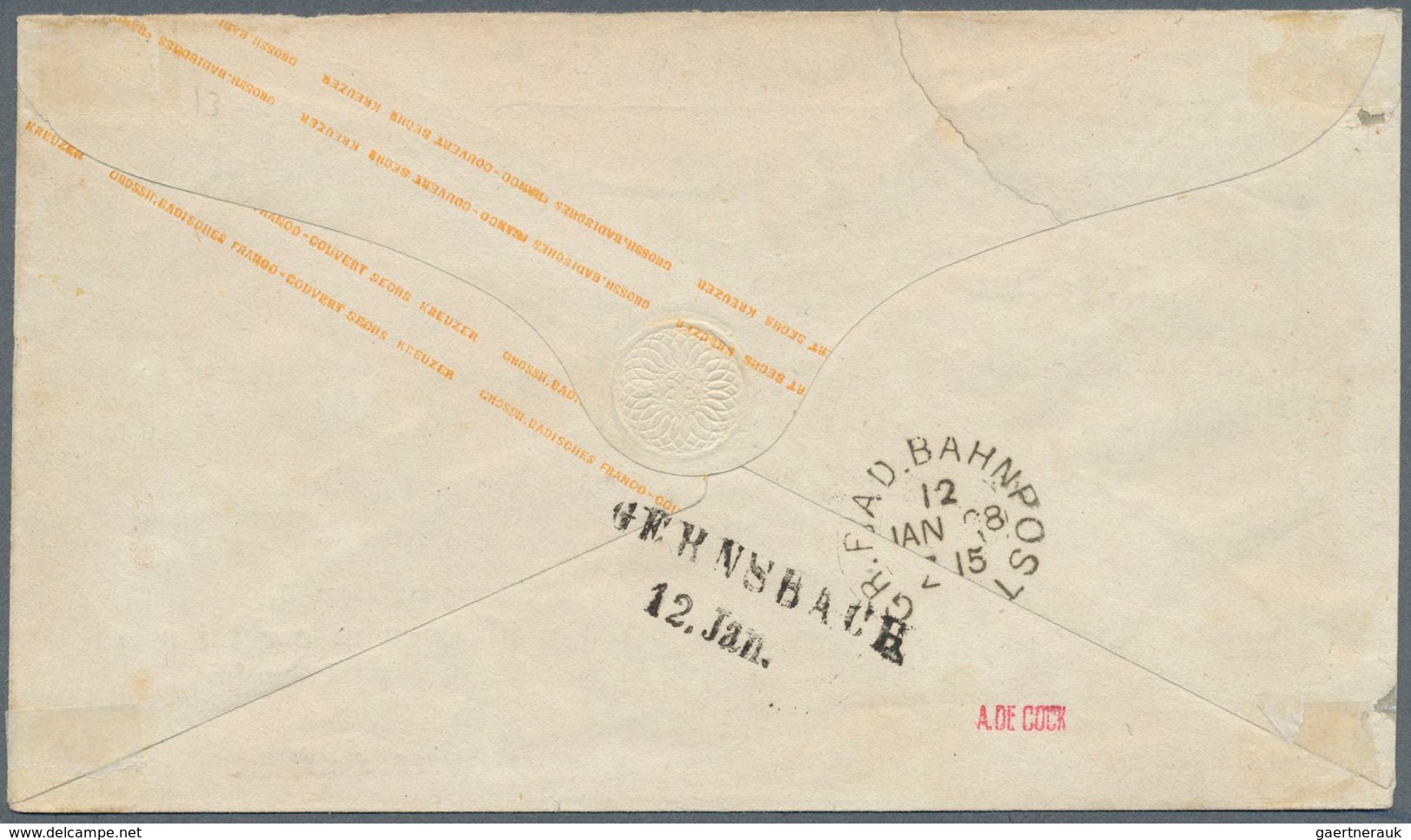 17040 Baden - Ganzsachen: 1867, GA-Umschlag 6 Kr. Ultramarin, Rauhes Papier Mit Aufdruck "Der Löblichen Ge - Sonstige & Ohne Zuordnung