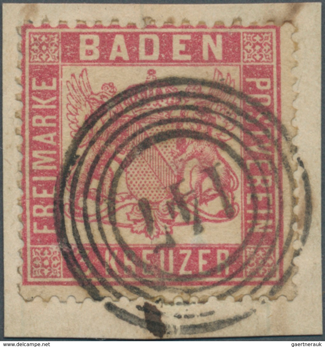 17044 Baden - Nummernstempel: "147" - Albbrück, Klar Und Vollständig Auf Briefstück Mit 3 Kr. Rosakarmin M - Sonstige & Ohne Zuordnung
