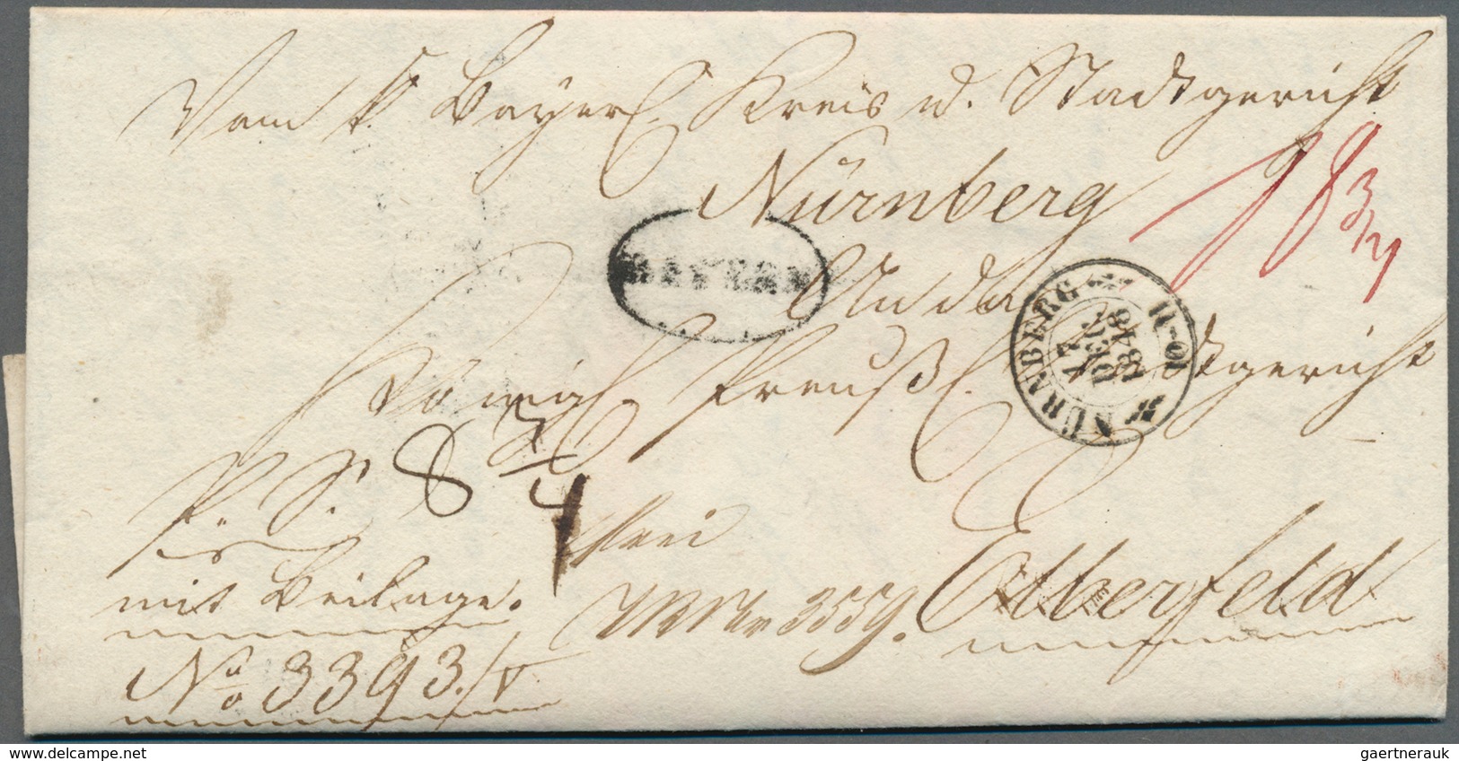 17054 Bayern - Vorphilatelie: BAYERN, Ovalstempel Als Grenzübergangsstempel Bayern / Preussen Auf Dienstbr - Prephilately