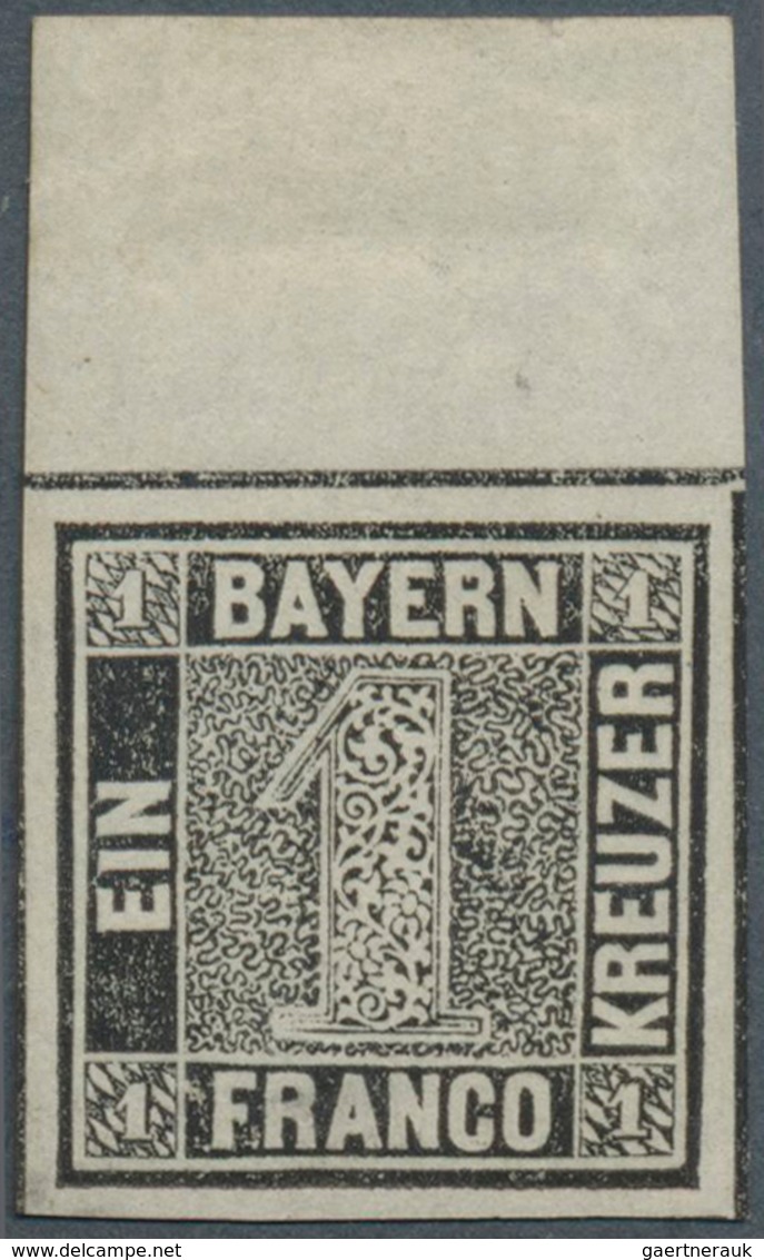 17055 Bayern - Marken Und Briefe: 1849, Ein Kreuzer Schwarz, Sauber Ungebrauchtes Exemplar Mit Oberrand Un - Sonstige & Ohne Zuordnung