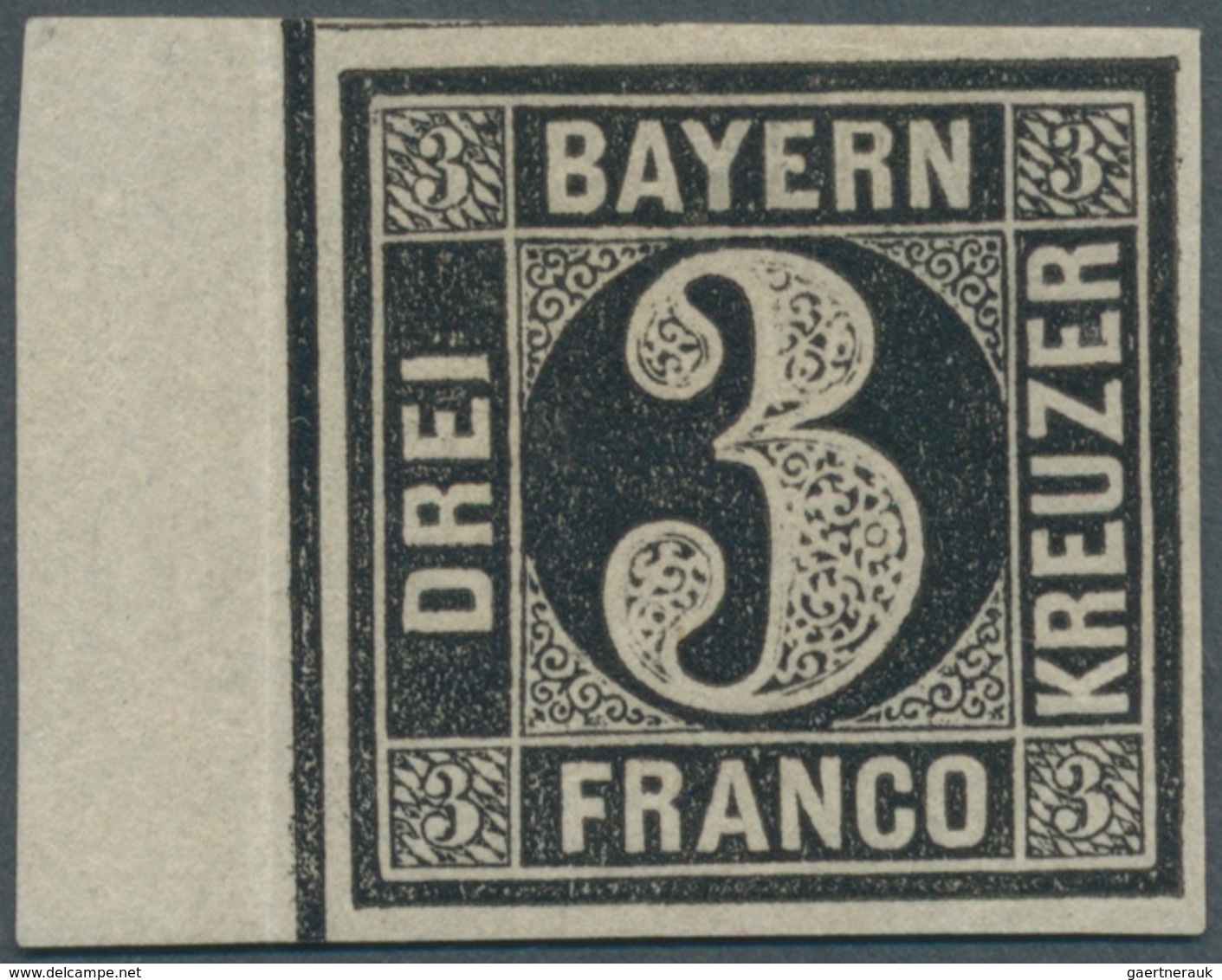 17081 Bayern - Marken Und Briefe: 1849, Probedruck 3 Kreuzer Platte I In Schwarz Statt Blau Ohne Seidenfad - Other & Unclassified