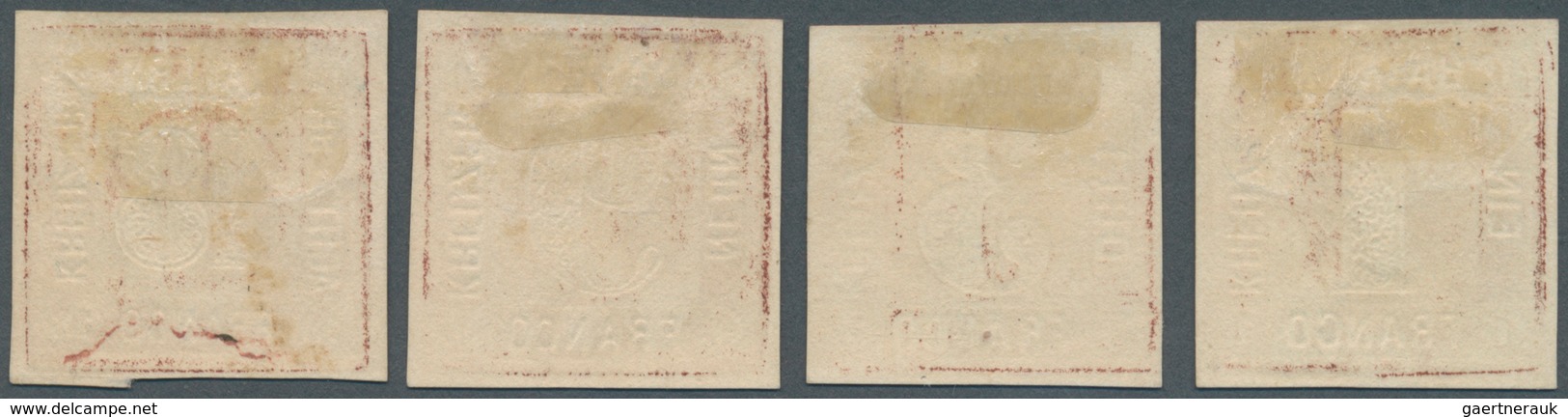 17082 Bayern - Marken Und Briefe: 1850, Probedrucke 3 Kr., 6 Kr., 9 Kr. Und 18 Kr. Rotbraun Auf Kreidepapi - Other & Unclassified