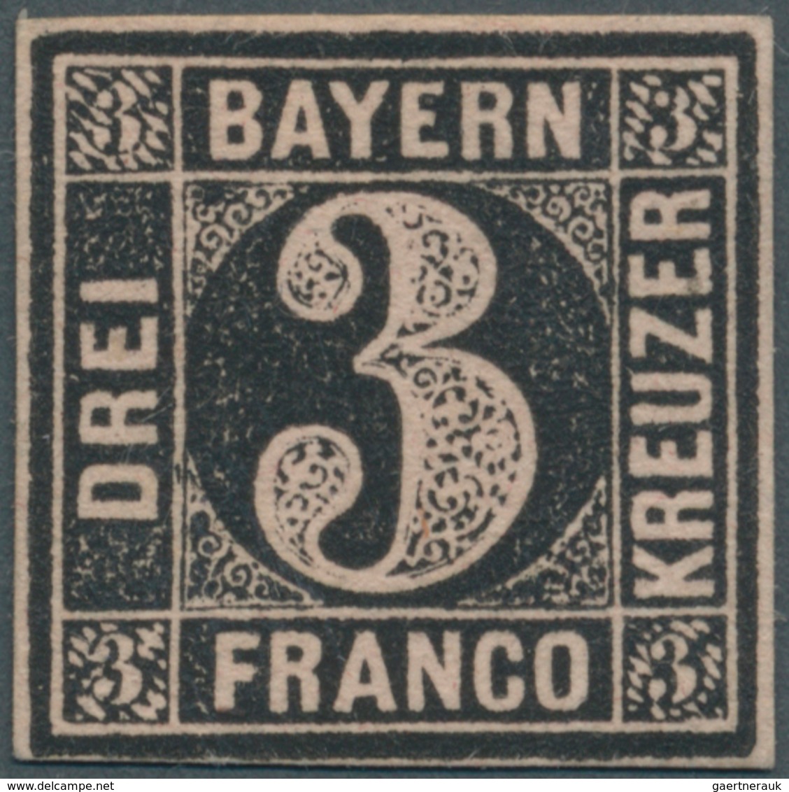 17083 Bayern - Marken Und Briefe: 1850/62, Drei Instruktionsmarken 3 Kr. Schwarz Auf Blau, 9 Kr. Schwarz A - Andere & Zonder Classificatie