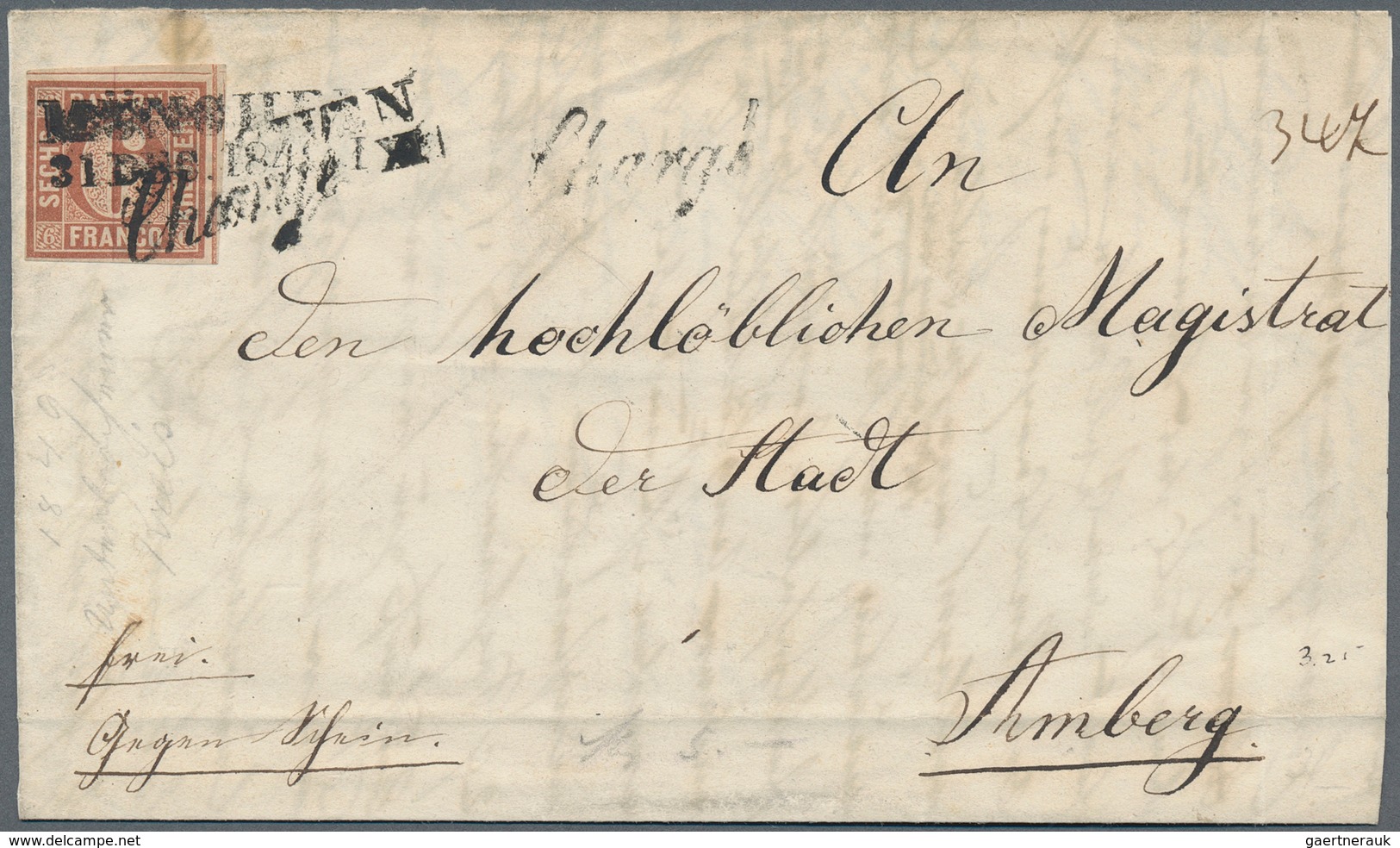 17089A Bayern - Marken Und Briefe: 1849, 6 Kreuzer Braun, Plattentype I, Farbfrisch Und Allseits Voll- Bis - Other & Unclassified