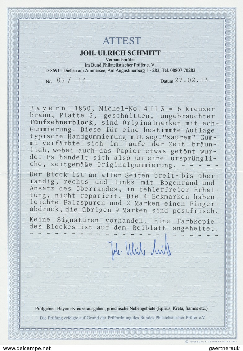 17097 Bayern - Marken Und Briefe: 1950, 6 Kr. Rötlichbraun, Platte 3 Im Meist POSTFRISCHEN 15er BLOCK Vom - Other & Unclassified