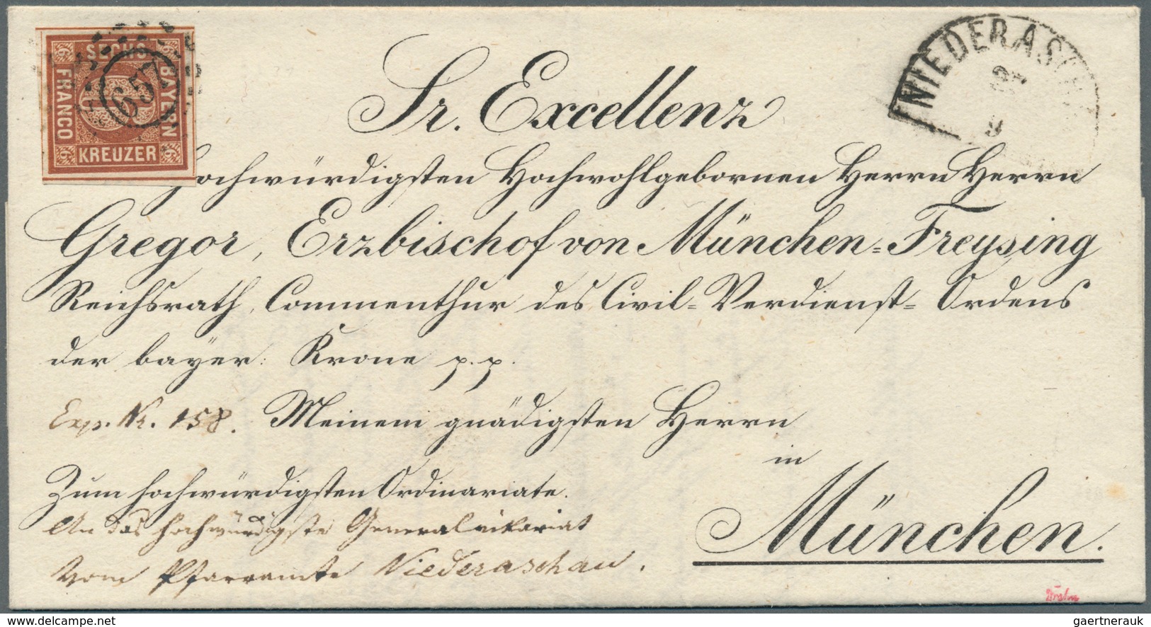 17099 Bayern - Marken Und Briefe: 1850, 6 Kr. Rotbraun Auf VORDRUCK-BISCHOFSBRIEF In Schreibschrift An Gre - Sonstige & Ohne Zuordnung