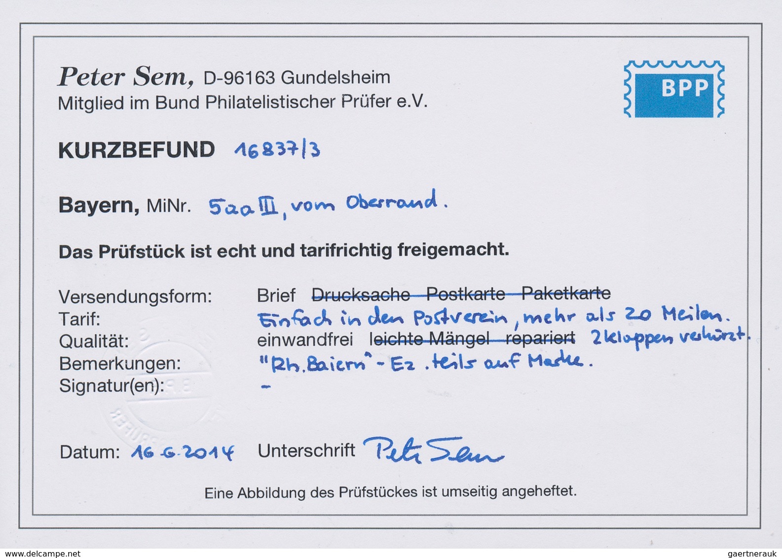 17101 Bayern - Marken Und Briefe: 1850, 9 Kreuzer In Aa-Farbe Bläulichgrün Allseits Breitrandig Auf Frisch - Other & Unclassified