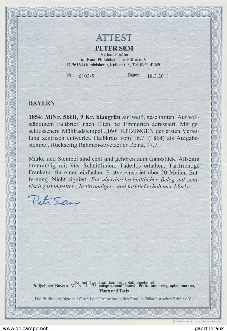 17103 Bayern - Marken Und Briefe: 1850, 9 Kreuzer In B-Farbe Blaugrün Allseits Breitrandig Auf Frischem Lu - Other & Unclassified