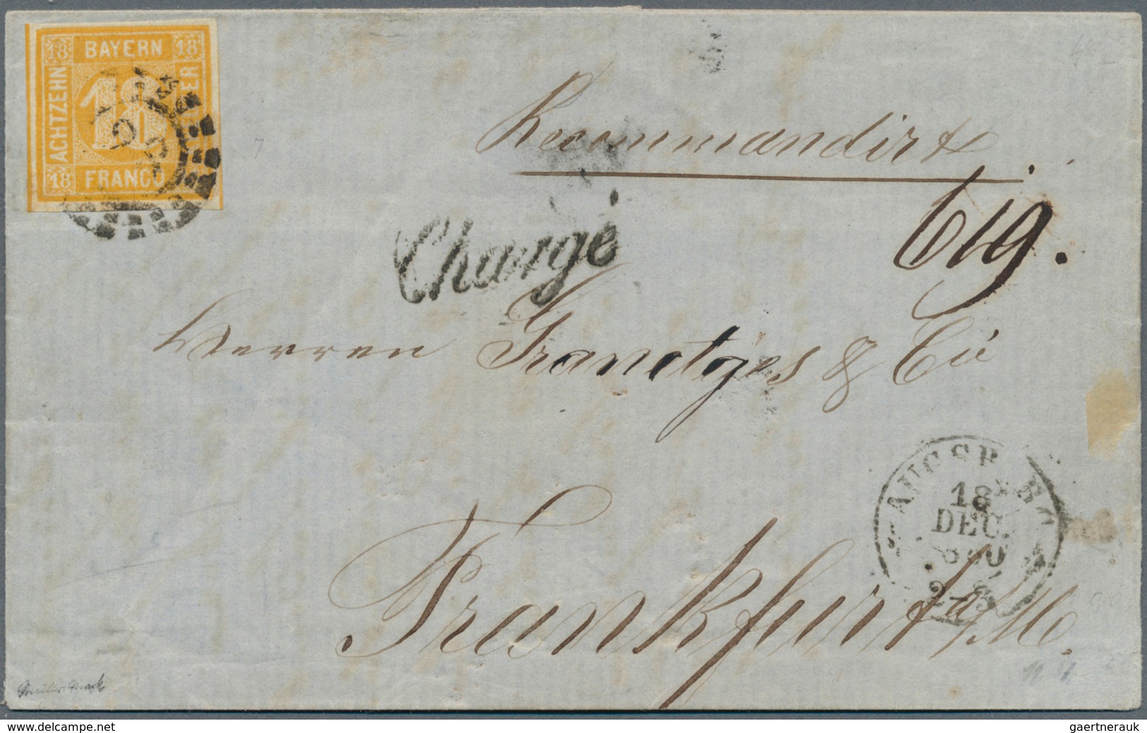 17118 Bayern - Marken Und Briefe: 1850, 18 Kr. Orangegelb Mit OMR "28" Und K2 "AUGSBURG 18 DEC 1860" Sowie - Other & Unclassified