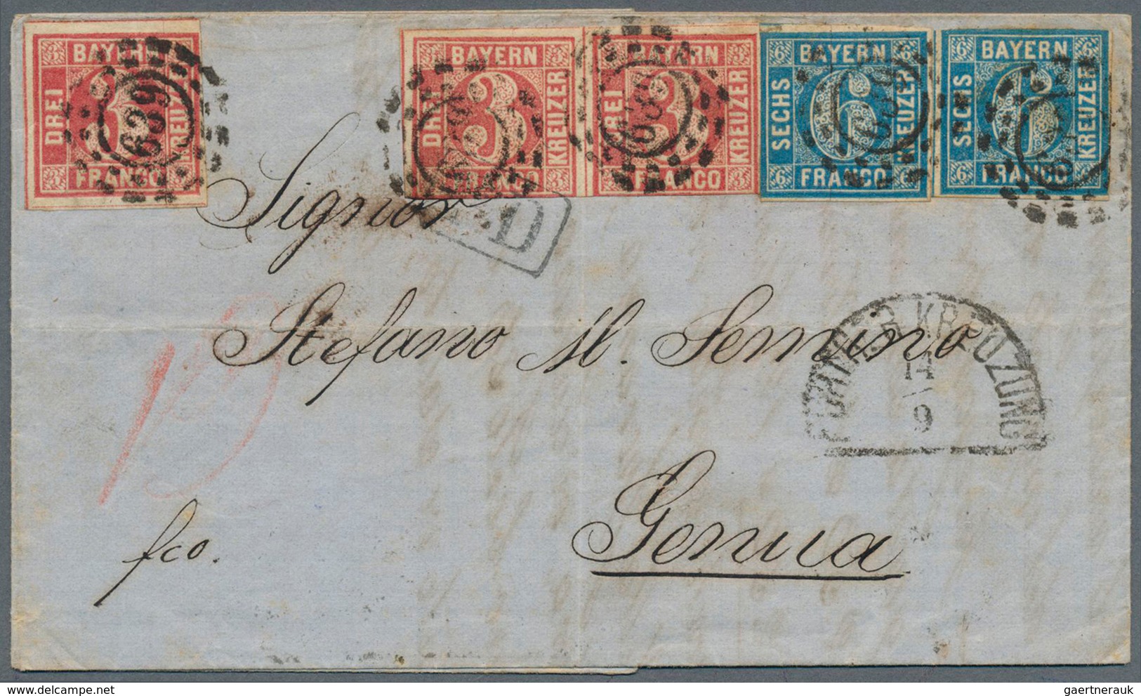 17123 Bayern - Marken Und Briefe: 1864, 3 Kr. Rot (3) Und 6 Kr. Blau (2), Je Farbfrisch Und In Meist Vollr - Sonstige & Ohne Zuordnung