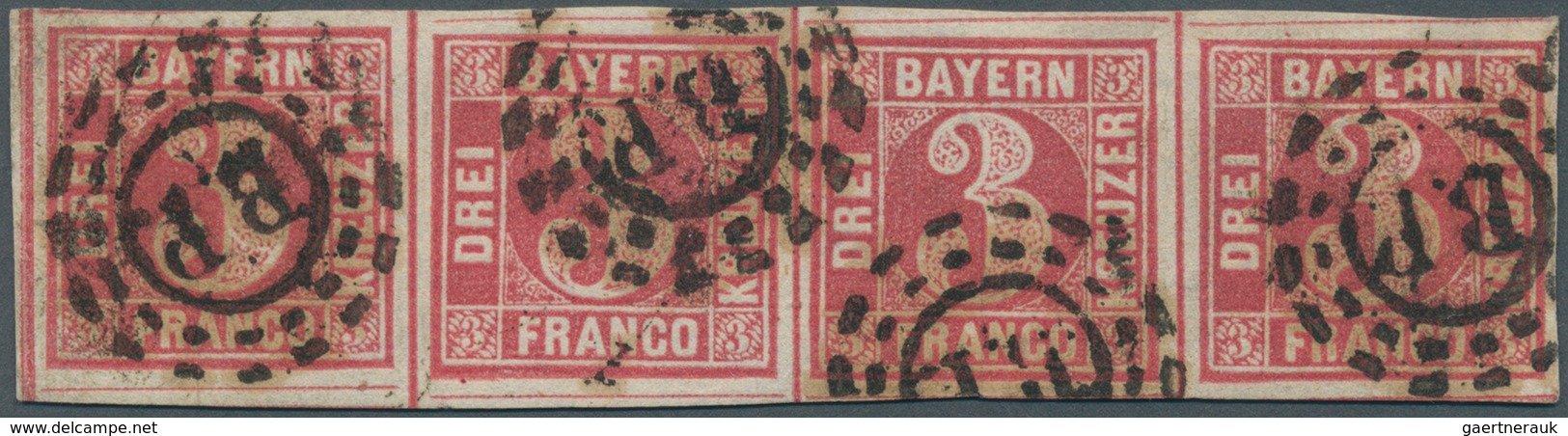 17124 Bayern - Marken Und Briefe: 1862, 3 Kr. Rosa Im VIERERSTREIFEN Mit OMR "B.P." (Bahnpost) Allseits Se - Other & Unclassified