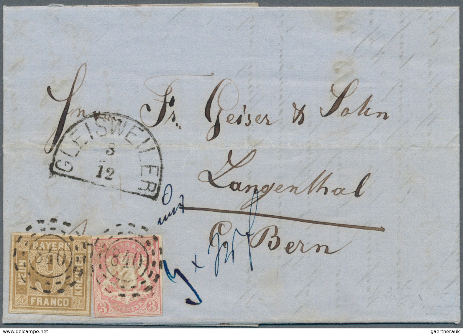 17133 Bayern - Marken Und Briefe: 1867, Quadratausgabe 9 Kr Ockerbraun, Allseits Vollrandig, Zusammen Mit - Other & Unclassified