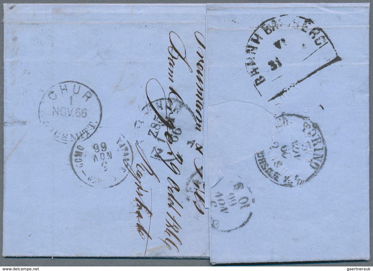 17134 Bayern - Marken Und Briefe: 1866, Zwei Briefe Mit Doppelt Frankaturen Der Bayern 9 Kr. Braun Nach It - Other & Unclassified